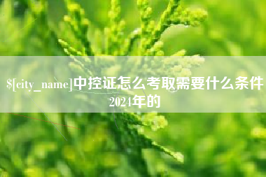 资兴中控证怎么考取需要什么条件2024年的